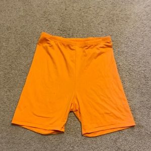 Bright orange biker shorts